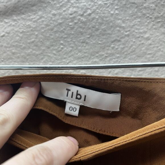 Tibi Designer Skirt 100% Silk Brown Asymmetric Size 00 XS Festival Indie Fairy - Picture 4 of 10